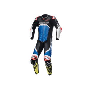 Alpinestars GP Tech V4 one-piece Leather Suit Men (black / blue / neon yellow)
