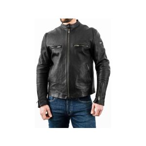 rokker Commander Leather Motorcycle Jacket (black)
